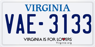 VA license plate VAE3133