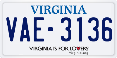 VA license plate VAE3136