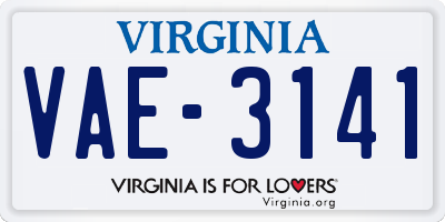 VA license plate VAE3141