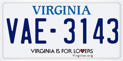 VA license plate VAE3143