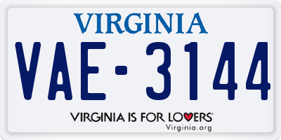 VA license plate VAE3144