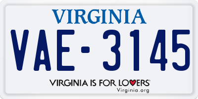 VA license plate VAE3145