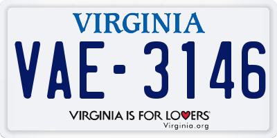 VA license plate VAE3146