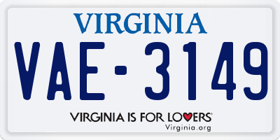 VA license plate VAE3149