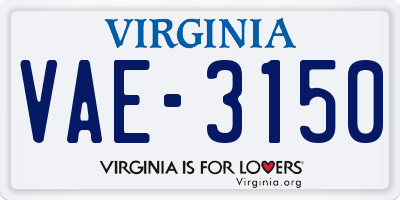 VA license plate VAE3150