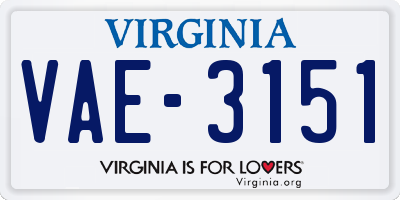 VA license plate VAE3151