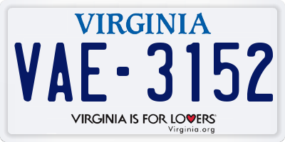 VA license plate VAE3152