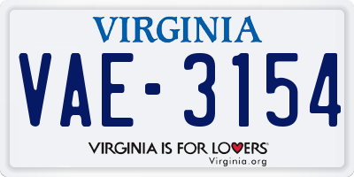 VA license plate VAE3154