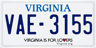 VA license plate VAE3155