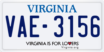 VA license plate VAE3156