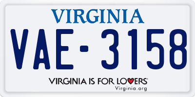 VA license plate VAE3158