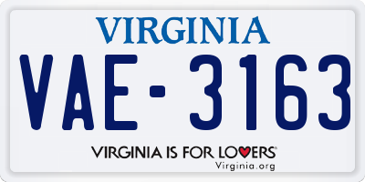 VA license plate VAE3163