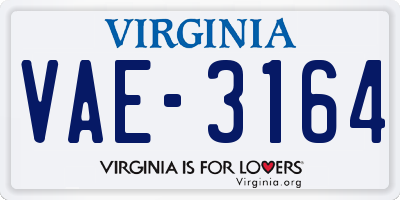 VA license plate VAE3164