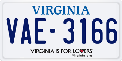 VA license plate VAE3166