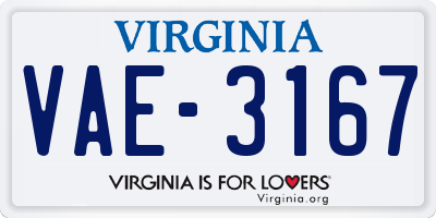 VA license plate VAE3167
