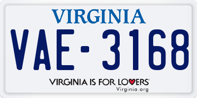 VA license plate VAE3168