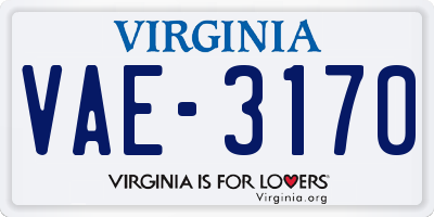 VA license plate VAE3170