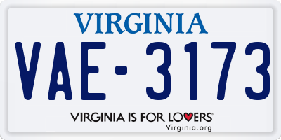 VA license plate VAE3173