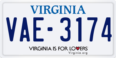 VA license plate VAE3174