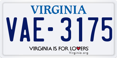 VA license plate VAE3175