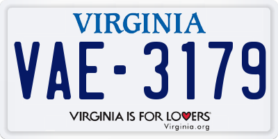 VA license plate VAE3179