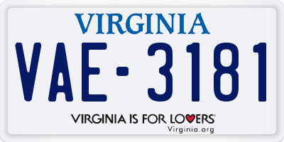 VA license plate VAE3181
