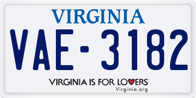 VA license plate VAE3182