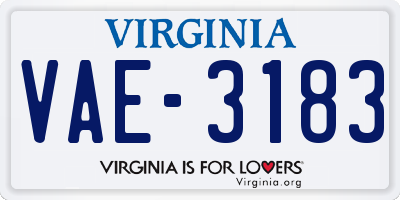 VA license plate VAE3183