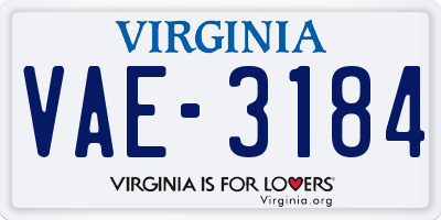 VA license plate VAE3184