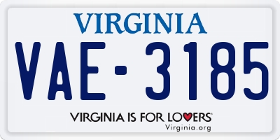 VA license plate VAE3185