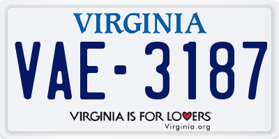VA license plate VAE3187