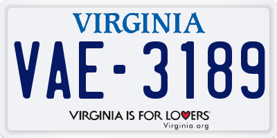 VA license plate VAE3189