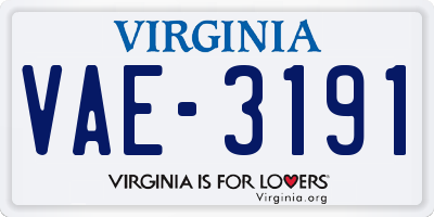 VA license plate VAE3191
