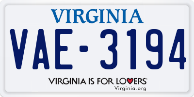 VA license plate VAE3194