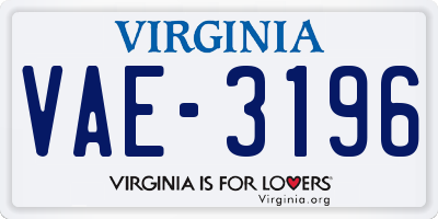 VA license plate VAE3196