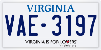 VA license plate VAE3197