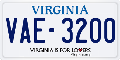VA license plate VAE3200