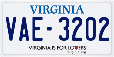 VA license plate VAE3202