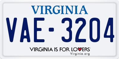 VA license plate VAE3204