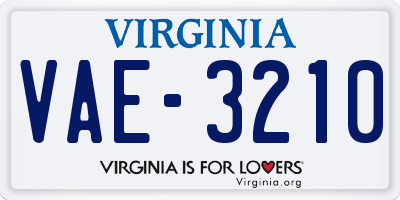 VA license plate VAE3210