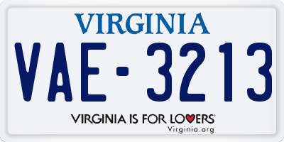 VA license plate VAE3213