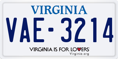 VA license plate VAE3214