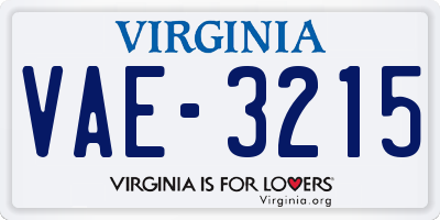 VA license plate VAE3215