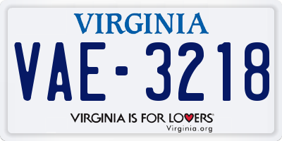 VA license plate VAE3218