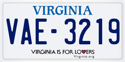 VA license plate VAE3219