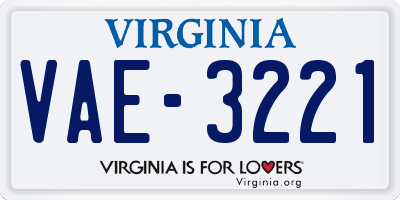 VA license plate VAE3221