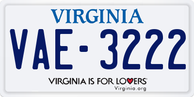 VA license plate VAE3222