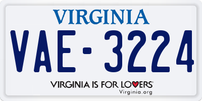 VA license plate VAE3224