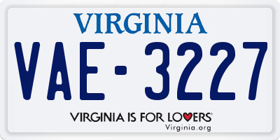 VA license plate VAE3227