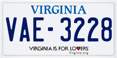 VA license plate VAE3228